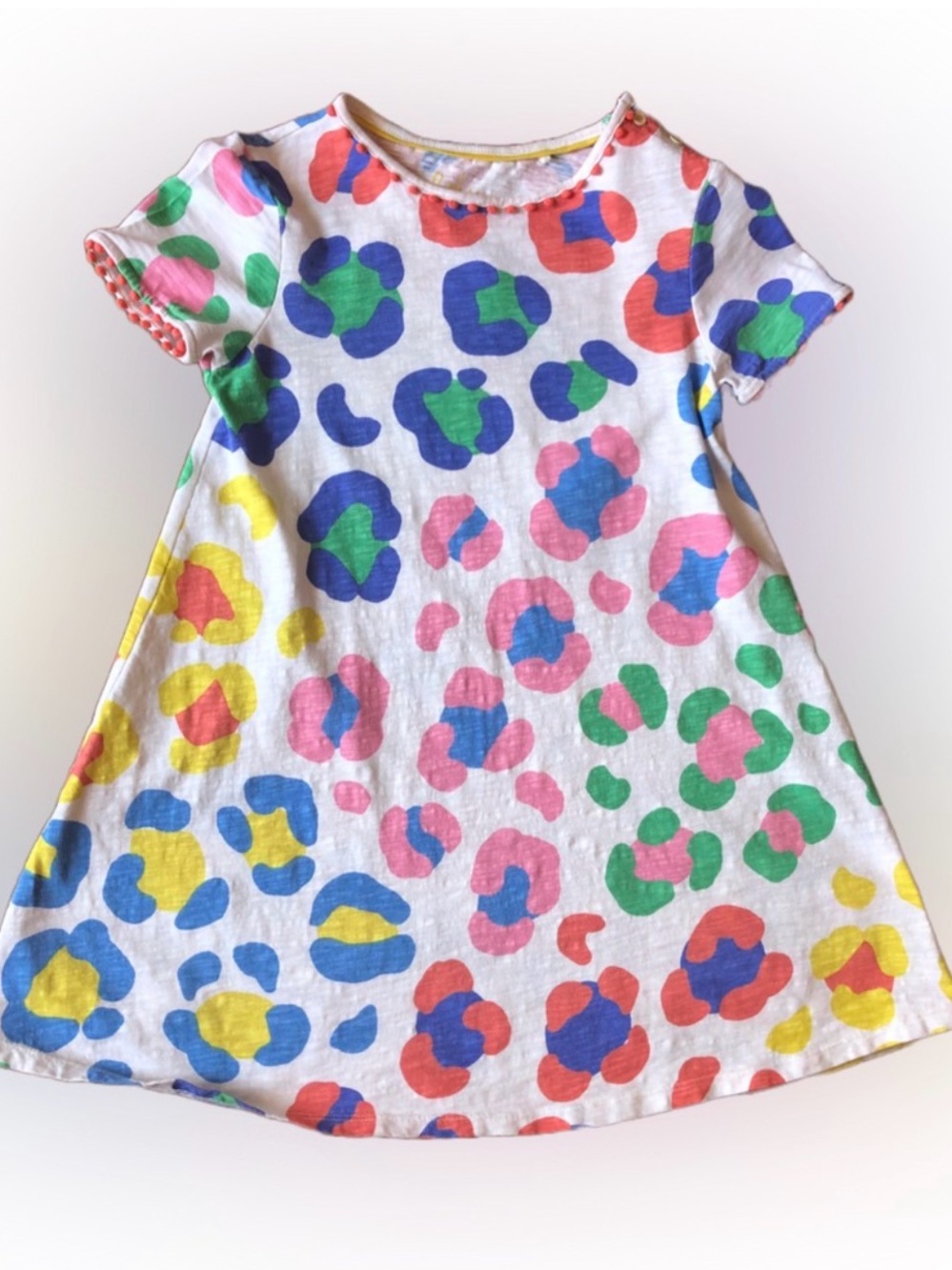 Boden White Dress with Multicolor Spot Print